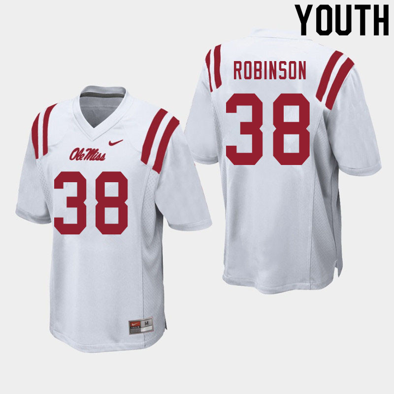Austrian Robinson Ole Miss Rebels NCAA Youth White #38 Stitched Limited College Football Jersey DYS3458DU
